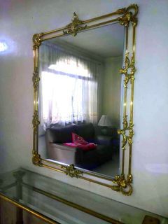 Antique mirror and console