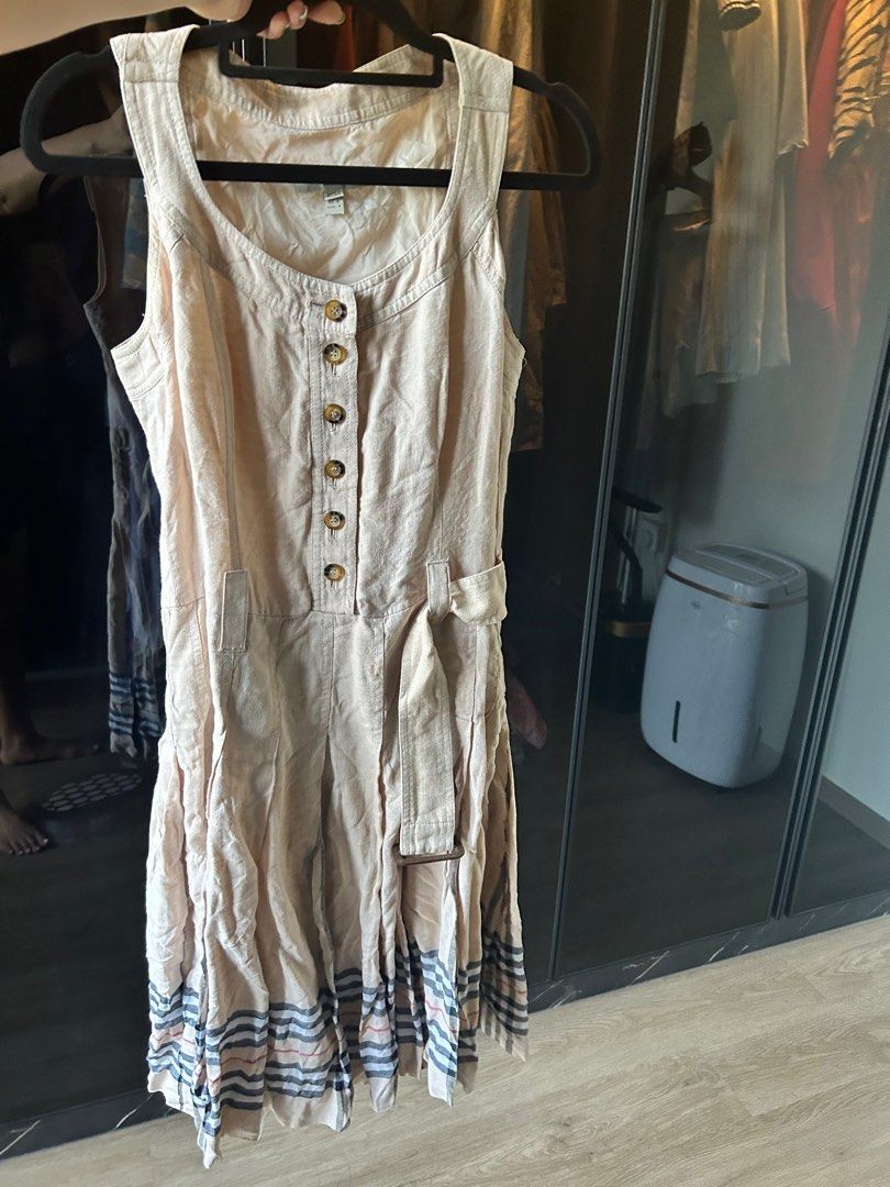 Authentic Burberry Linen Novacheck Print Dress S Luxury Apparel
