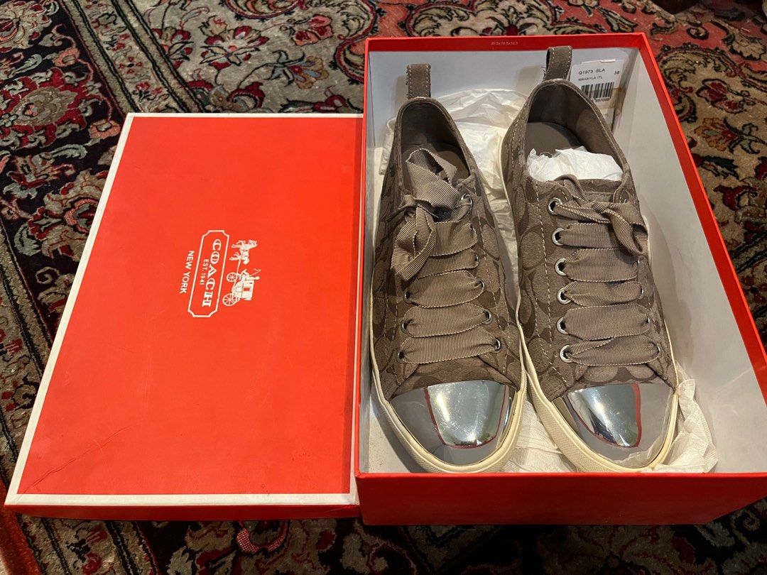 Authentic coach monogram sneakers sliver cap toe, Women's Fashion,  Footwear, Sneakers on Carousell