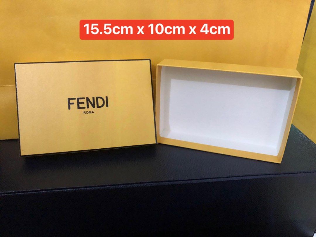 AUTHENTIC FENDI SMALL WALLET BOX (Category: Luxury Bags & Wallets) located in Quezon City. Submitted by box.luxebycheng (Listing ID 1257100556, Image 1). Description: Original Fendi Short Wallet Box 📌 500 each ✅ good condition ✅ BOX ONLY Please remember that you are about to purchase a preloved item. There might be some signs of usage/storage. Refer carefully to the photos provided. Ask for more photos if the provided details does not suffice. �