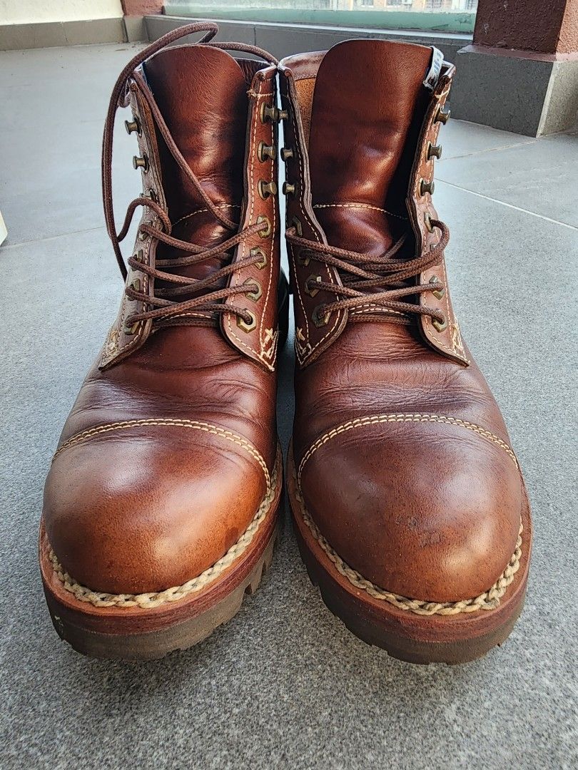 Authentic Visvim virgil cap okie folk leather boots, Men