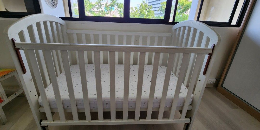 Baby cot with mattress Babies Kids Baby Nursery Kids Furniture Cots Cribs on Carousell