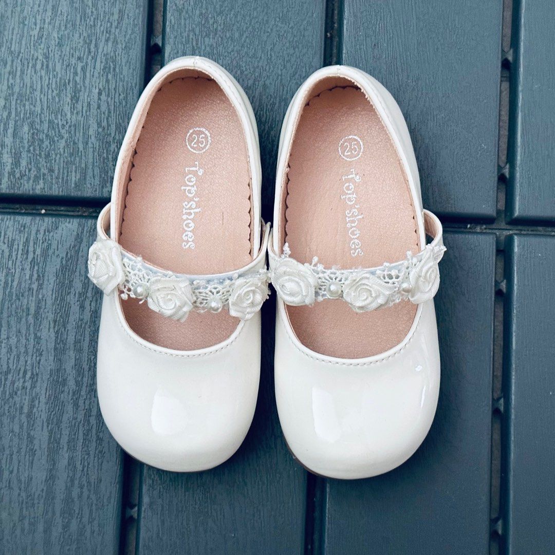 Girls white sales party shoes