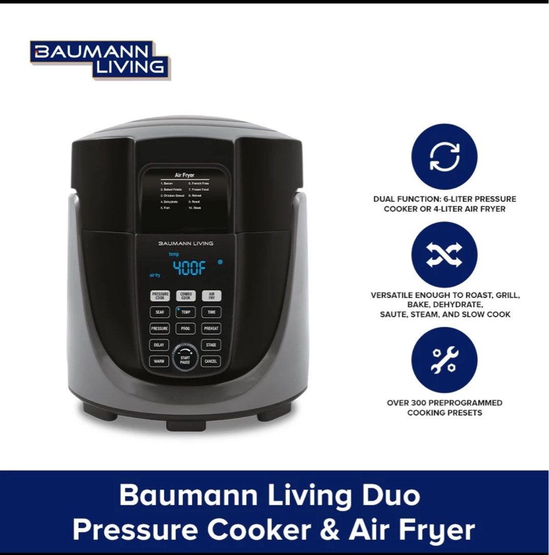 Baumann Living Duo Air Fryer and Pressure Cooker TV Home