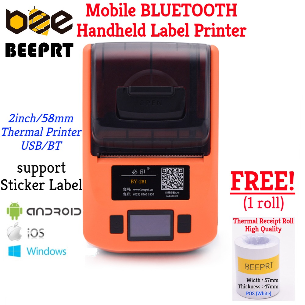 Beeprt 58mm Mini Wireless Thermal Receipt Billing Jewelry Label Printer With Usb And Bluetooth 2721