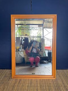 Big Hanging Mirror 28”L x 41”H  Solid wood frame In good condition