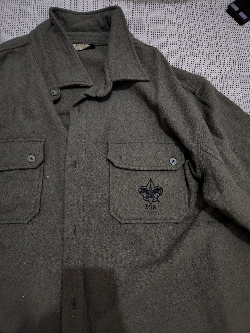 Boy scout green wool jac shirt top