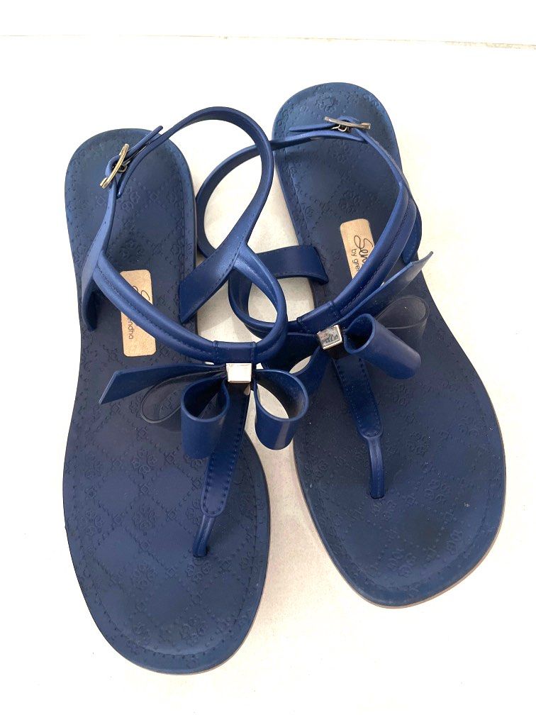 Brazil Grendha Sense Blur Ribbon Leather Rubber Sandal Women s
