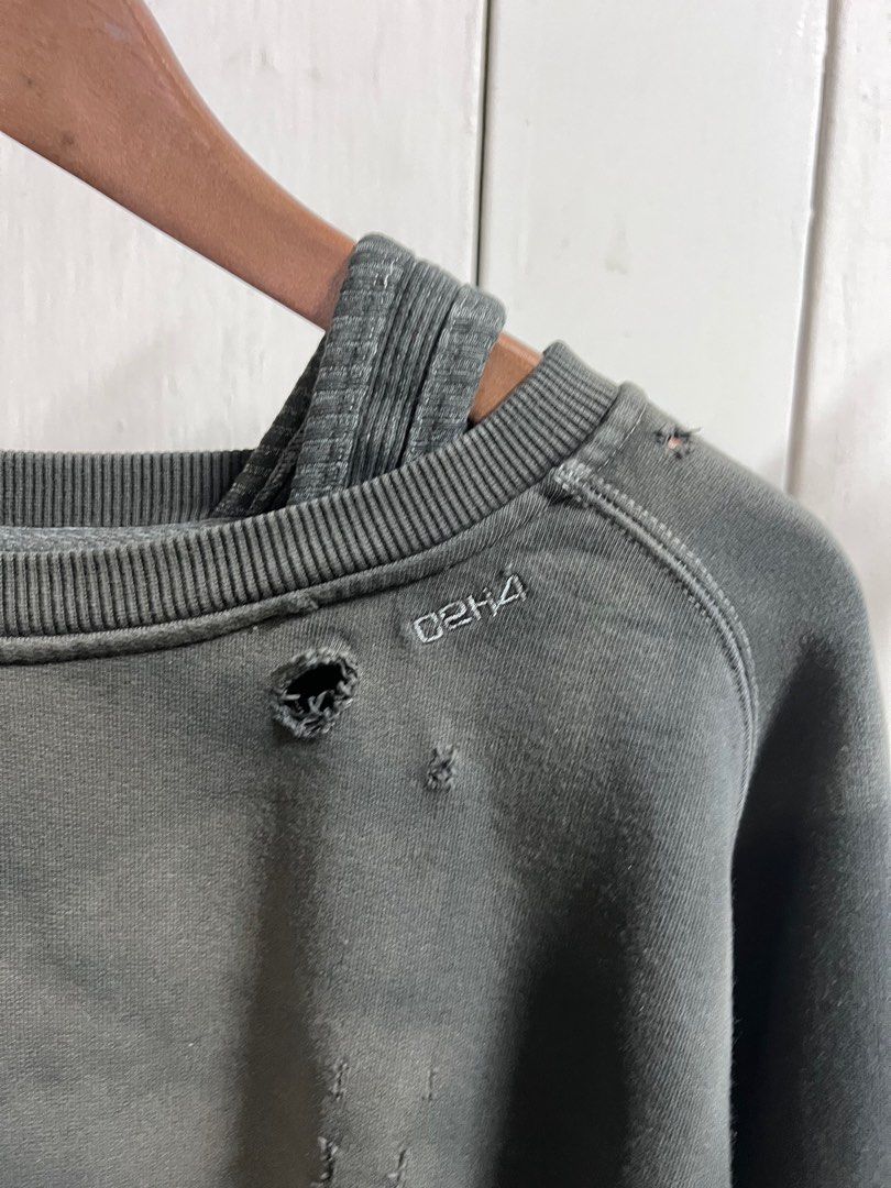 C2H4 Grey Distressed Layered Sweatshirt C2H4