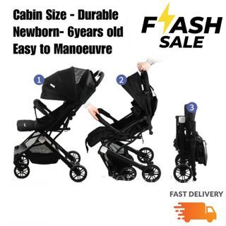 Cabin Sized Pram baby stroller light weight compact fold pull bar easy to push manoeuvre good quality8