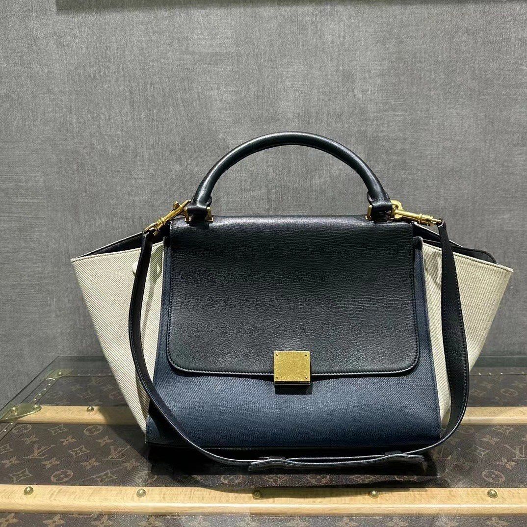 Celine Small Bucket Bag in Black Triomphe Canvas and Calfskin Authentic,  Luxury, Bags & Wallets on Carousell