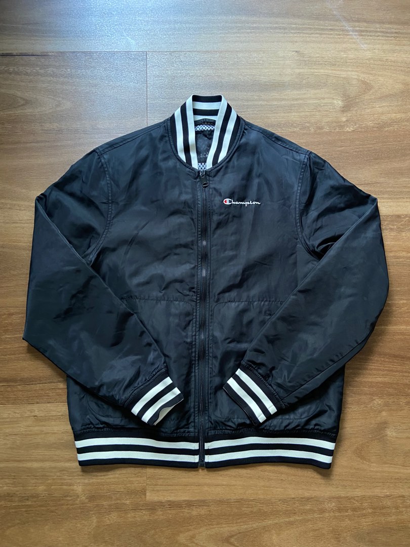 Champion Black Varsity Bomber Jacket Men s Fashion Coats