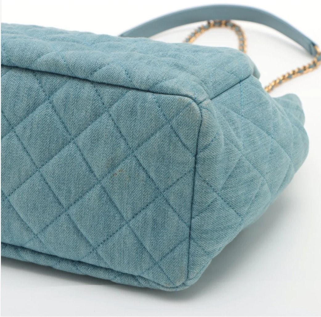 Chanel Matelasse Light Blue Denim Drawstring Bag