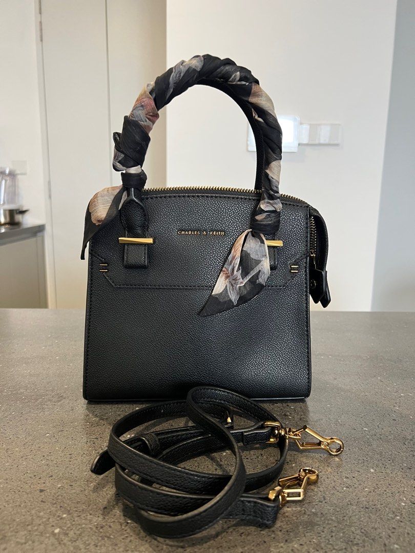 Charles and keith satin online scarf top handle bag