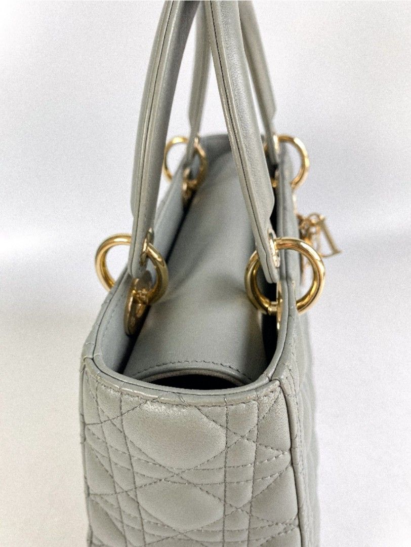 Medium Lady Dior Bag Stone Gray Cannage Lambskin