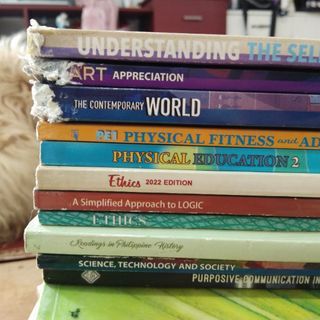 College Books (Minor Subjects) Ethics, Science, Art App.,  History, PurComm, UTS, Logic, Contemporary World