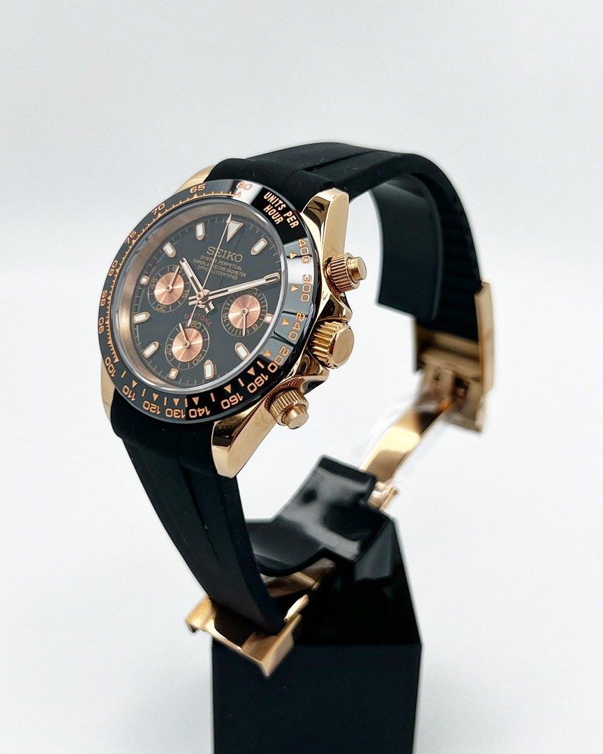Seiko rose top gold chronograph