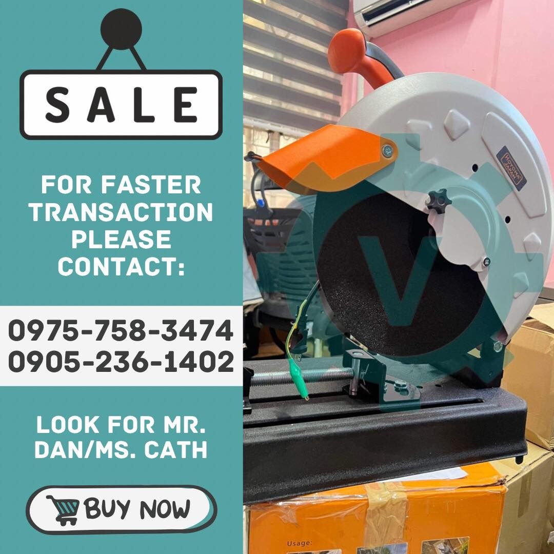 CUT-OFF MACHINE (Category: Construction Tools & Equipment) located in Manila. Submitted by cathvesta_sales (Listing ID 1257067784, Image 1). Description: AVAILABLE NOW! FACTORY DISCOUNTED PRICE SALE❗️❗️❗️ SALE ❗️❗️❗️SALE ❗️❗️❗️ FOR INQUIRIES AND FASTER TRANSACTIONS PLS MESSAGE OR CALL; ☎️0905-236-1402 ☎️0975-758-3474 📲0905-236-1402 (VIBER NUMBER) Look for Ms. Cath Products: Machinery Electrical Valves & Fittings Metals ( Stainless,BI ,Galvanized