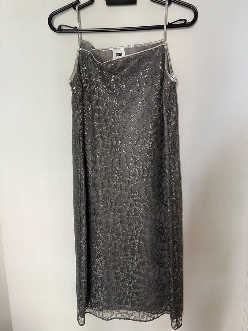 DKNY Grey Lace Shift Dress