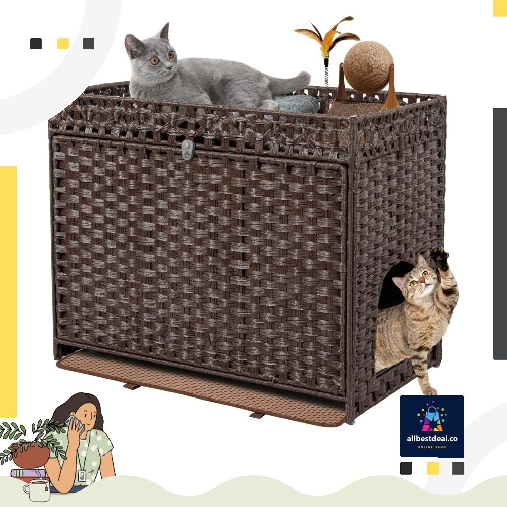 DOVEAID Cat Litter Box Enclosure Furniture Hidden Pet House