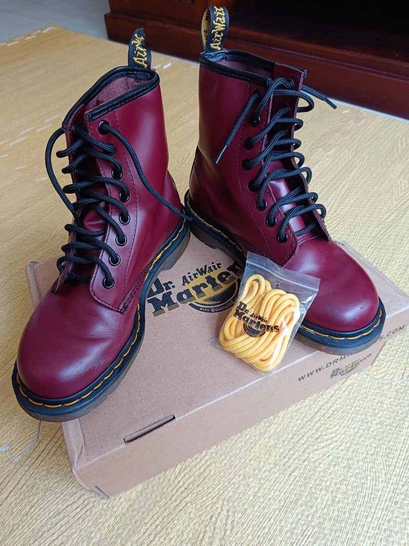 Red doc martin boots hotsell