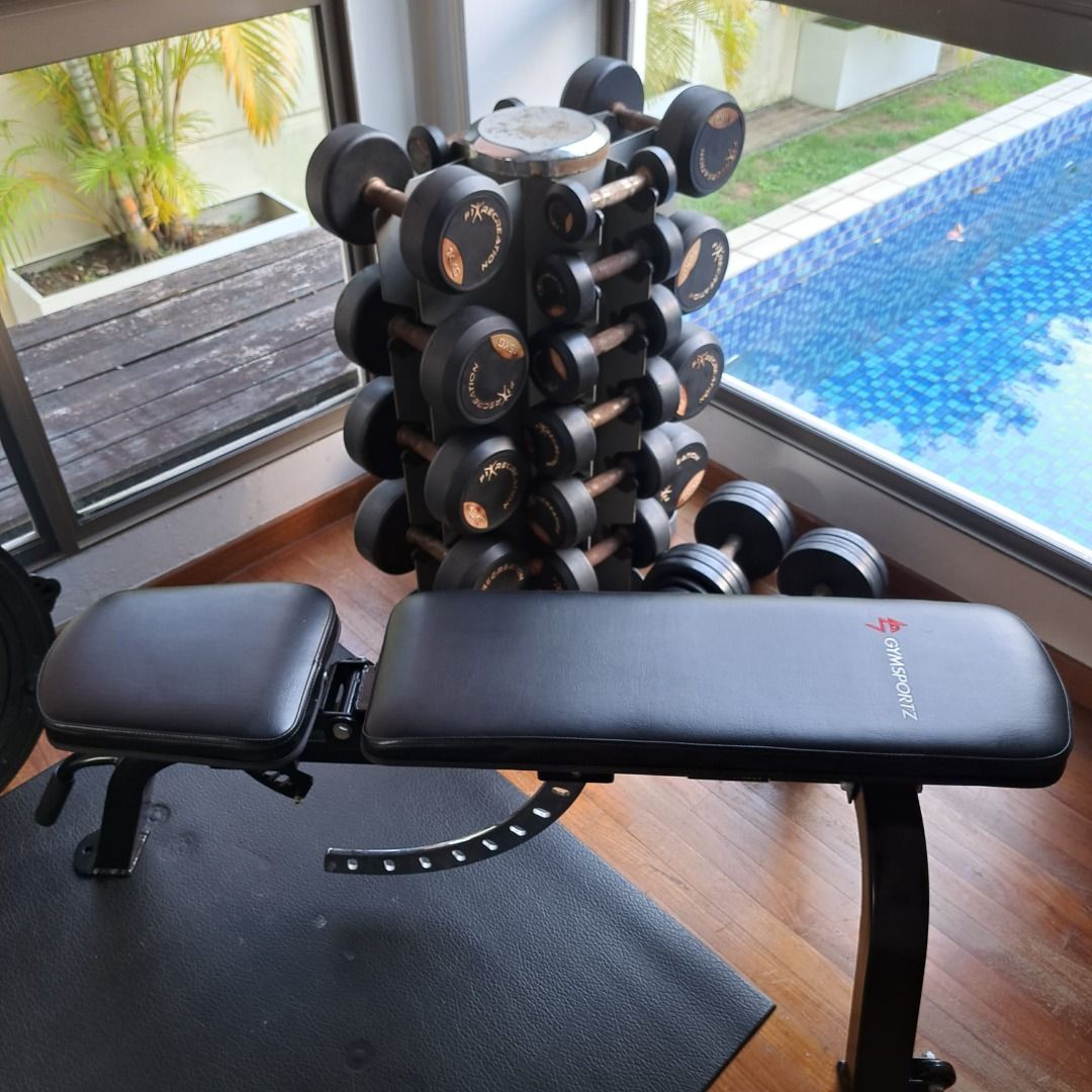 Adjustable dumbbell shop and bench