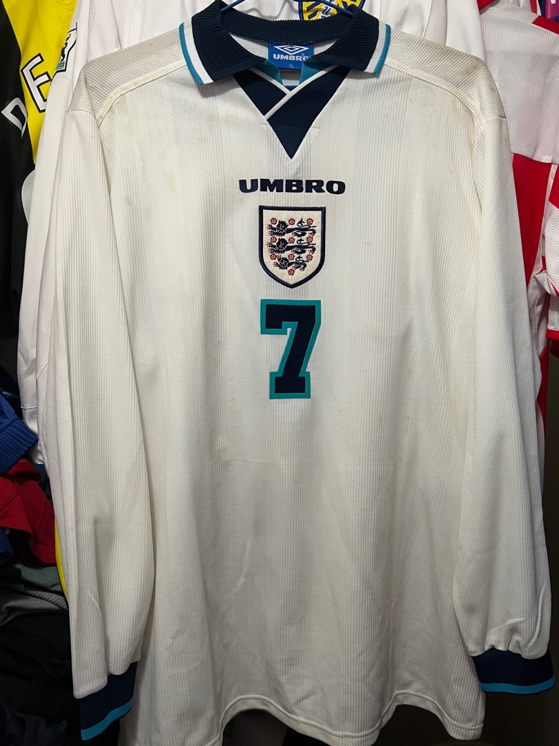England 英格蘭1996 年主場白色球員版長袖球衣Umbro 全新没有吊牌英國
