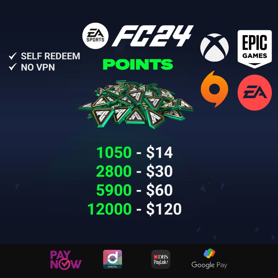 FC 24 FIFA 24 FC24 POINTS PC (ORIGIN/STEAM/EPIC GAMES) & XBOX, Video Gaming, Gaming Accessories