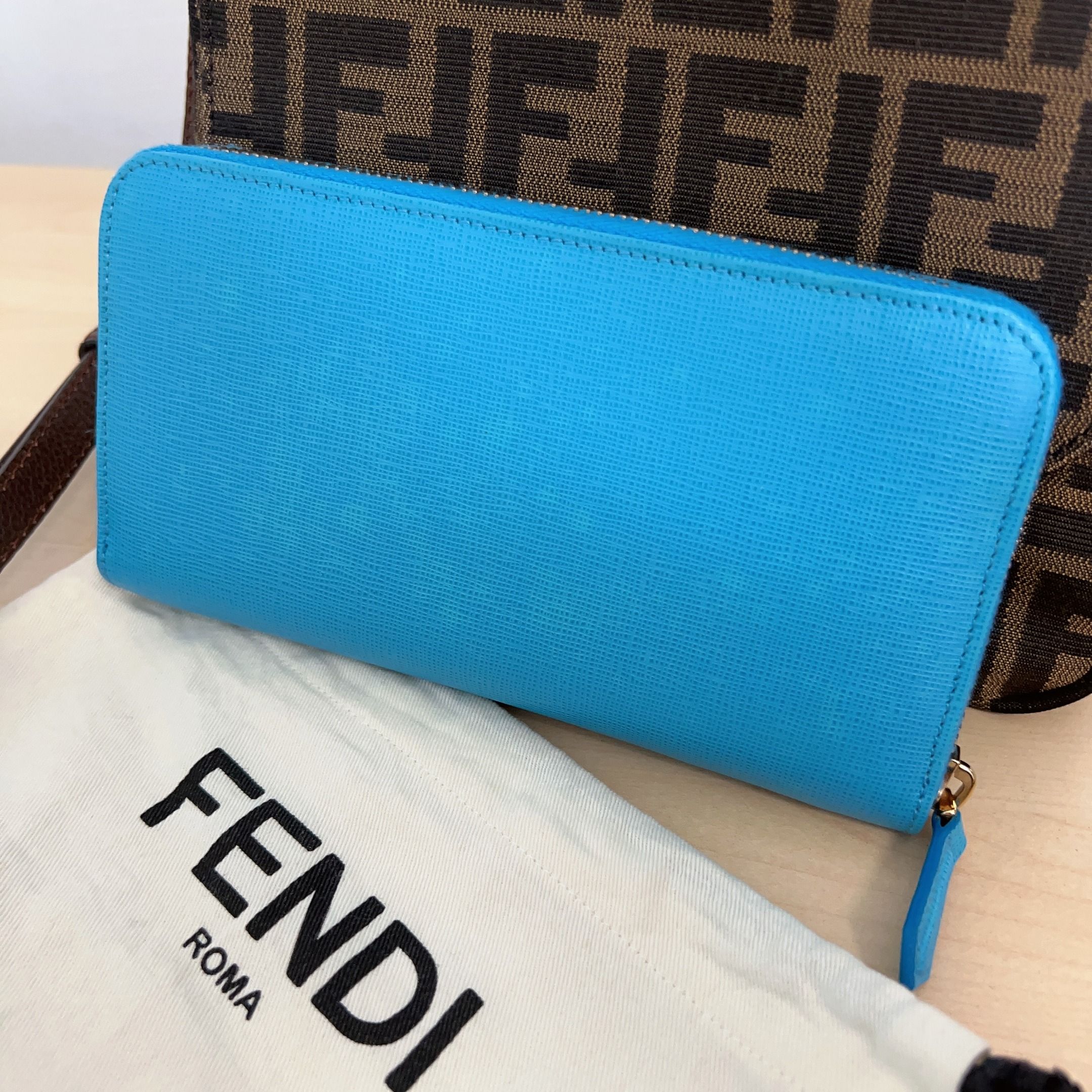 Fendi 8M0299 Continental Leather Wallet Blue