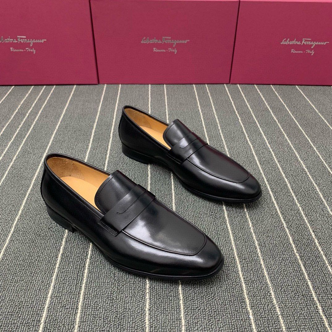 Mens black ferragamo shoes outlet