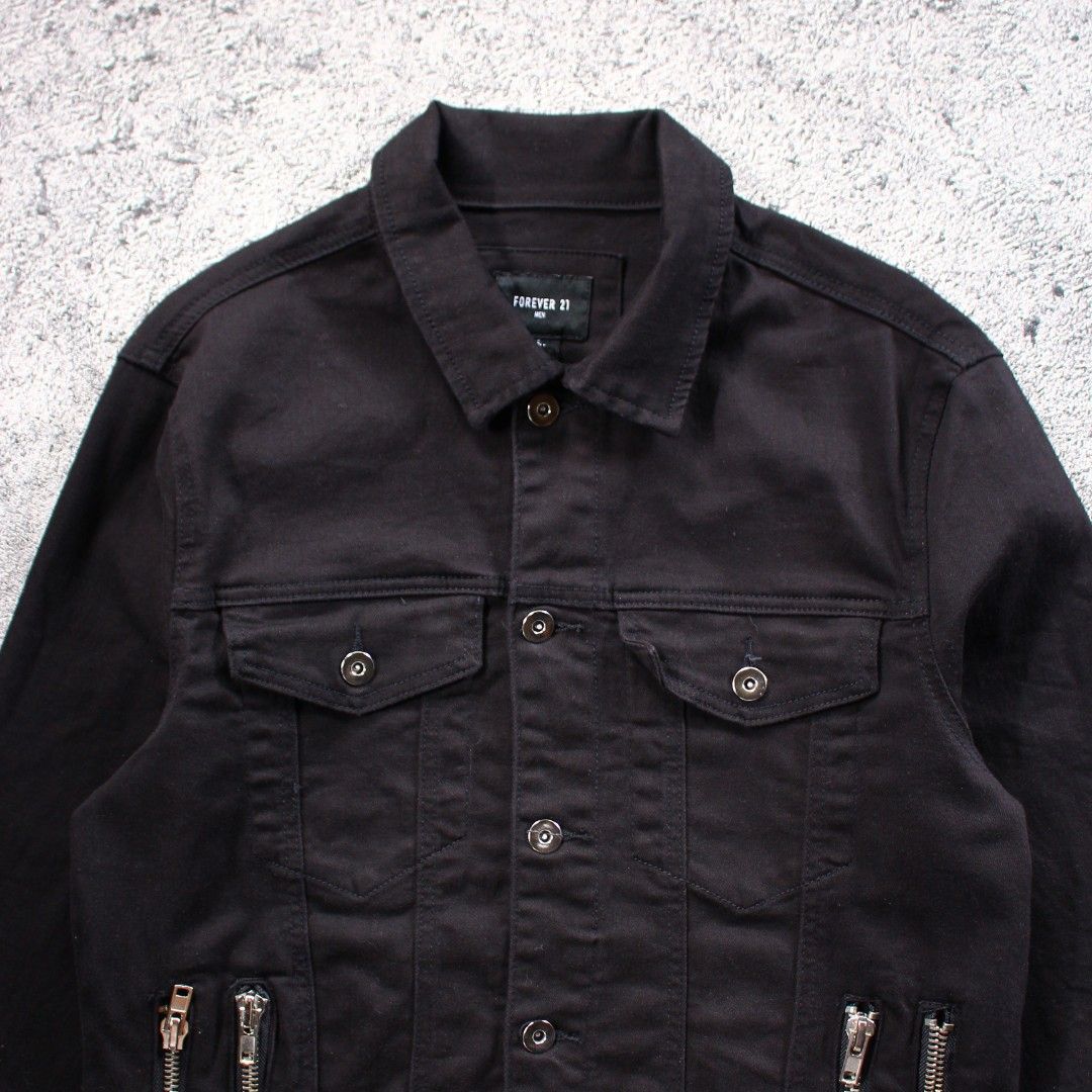 Forever 21 Trucker Jacket Denim Jeans Fesyen Pria Pakaian Baju