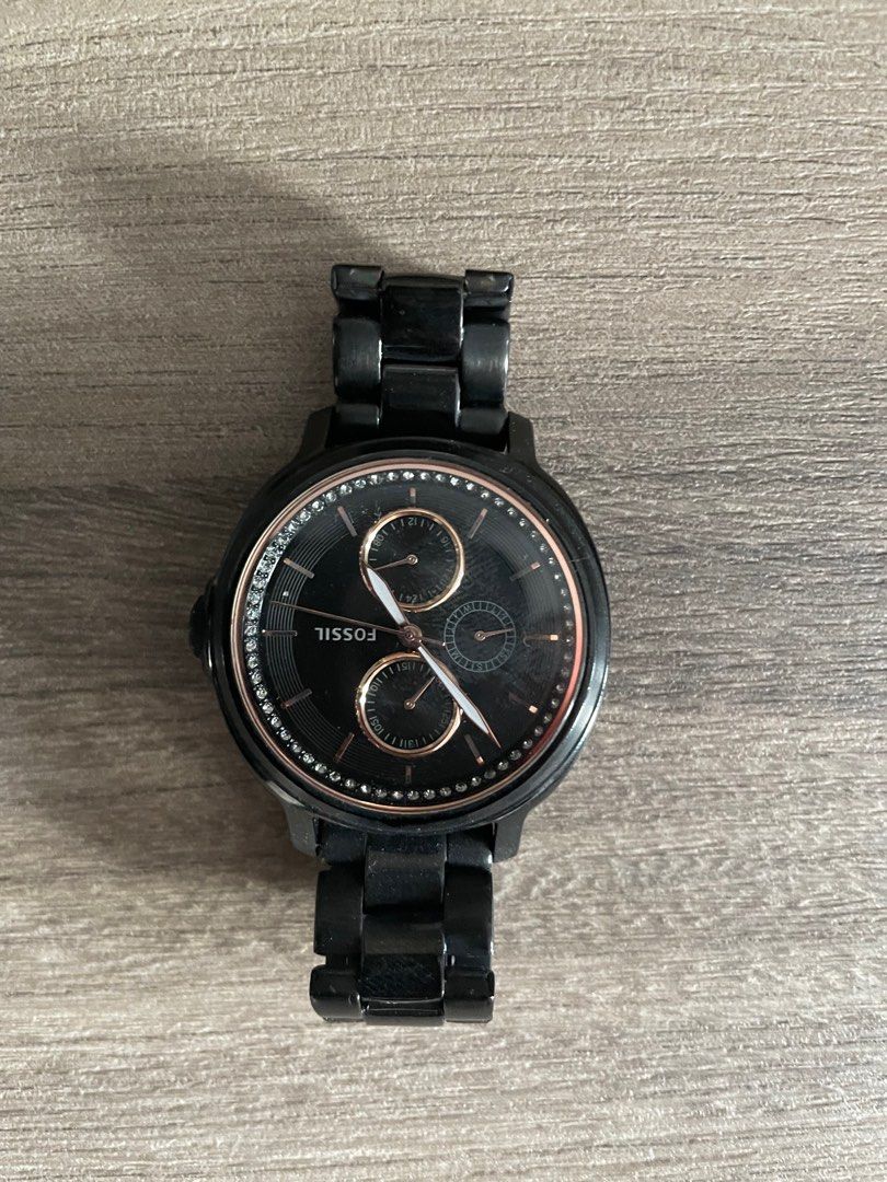 All black fossil watch women's sales