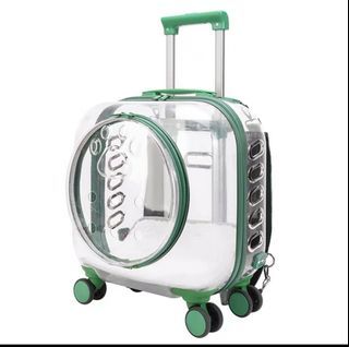Fully Transparent Pet Cat Dog Trolley Bag Luggage