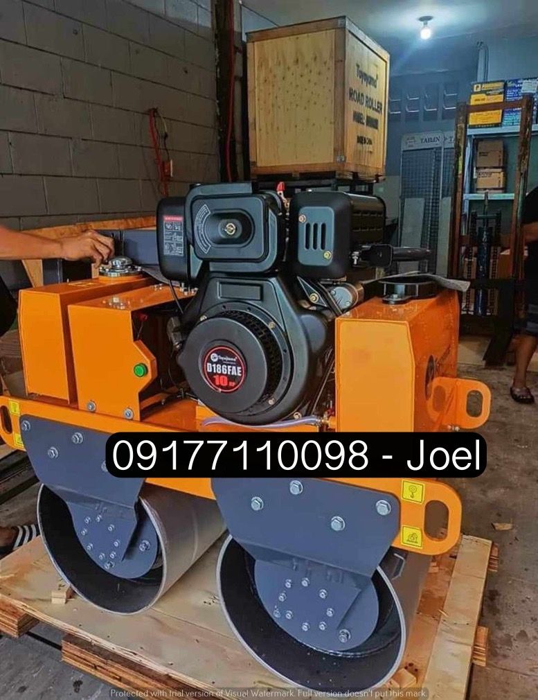 Gasoline Road Roller (Category: Construction Tools & Equipment) located in Manila. Submitted by joeyroque09 (Listing ID 1257053828, Image 1). Description: Viber number: 09177110098 Email: takezo.industrialsupply2@gmail.com Item: Road Roller (Toyoyama) Specs: Engine Type KAMA Diesel 186F Power (HP) 10HP Operating Weight (kg) 730kg Driving Mode Hydraulic Drive and Vibration Drum Size (mm) 420mm*650mm Frequency (rpm) 3300 rpm Centrifugal Force (kN) 