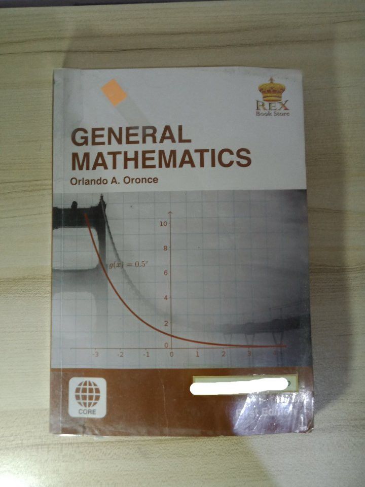 General Mathematics, First Edition (Category: Textbooks) located in Antipolo. Submitted by alyssa_g (Listing ID 1257087754, Image 1). Description: > rfs: decluttering > book was just kept in a box > may have writings (underlines, highlights, answers, and notes) > ONCE OFFER IS ACCEPTED, CONSIDERED AS SOLD (cancellation fee = 50% of the item/s) 🧚Feel free to send a message for more inquiries!.