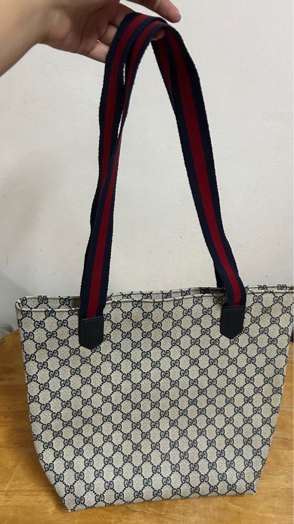 Gucci Vintage Tote Bag (Category: Luxury Bags & Wallets) located in Makati City. Submitted by acebunni (Listing ID 1257039491, Image 3). Description: PLEASE READ DESCRIPTION AND CHECK ALL PICS FIRST ————— Gucci Vintage Tote Bag L 32cm W 37cm (flat) Thickness upto 9.5cm - Original from USA - very good condition - Leather bag - almost negligable flaws despite being in storage on the bag itself - slight strap tear (see pic) Location: Makati, NCR MOP