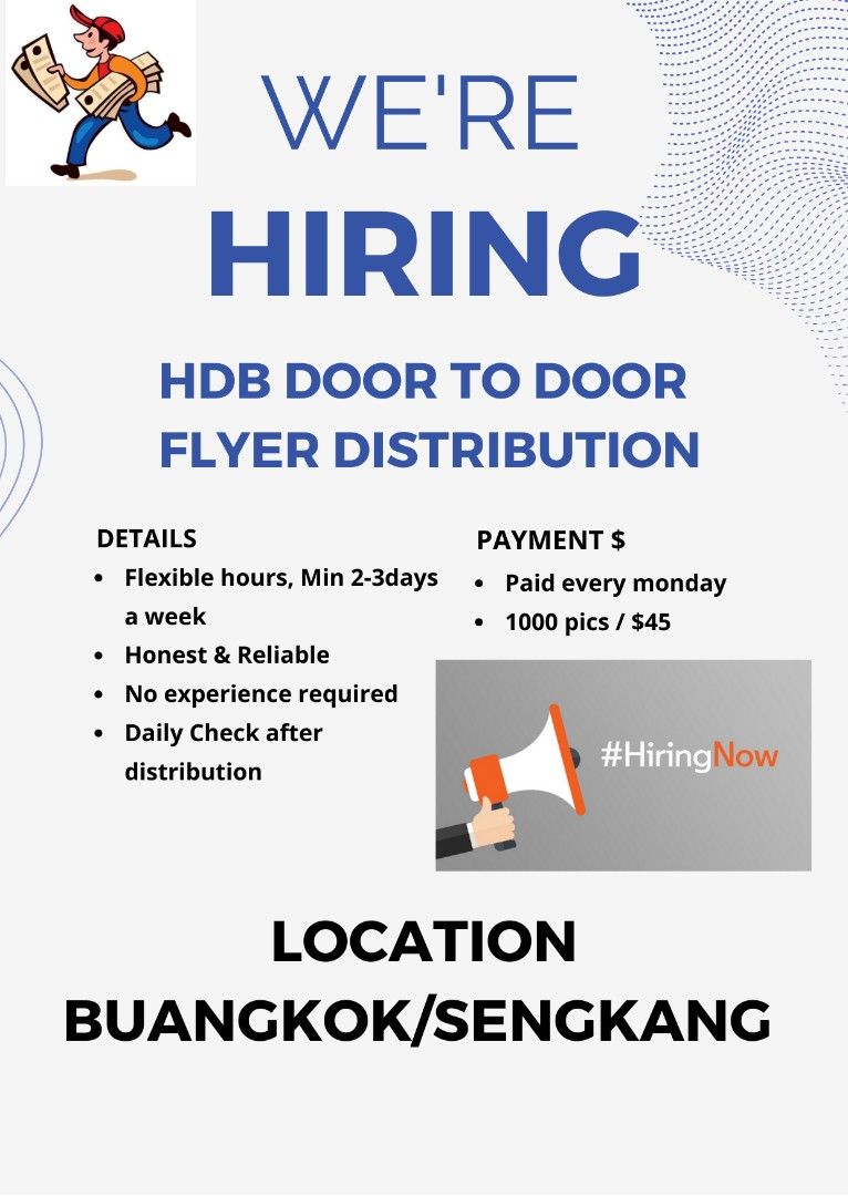 Hdb door to door flyer distribution, Jobs, Transport & Delivery on