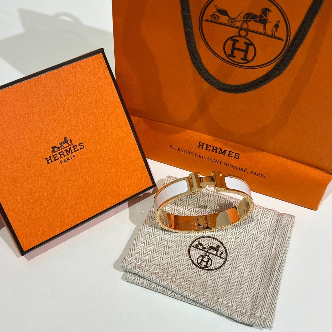 Hermes clic clac discount white rose gold