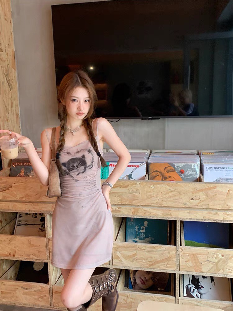 Hot Girl Cat Short Mini Dress Women s Fashion Dresses Sets