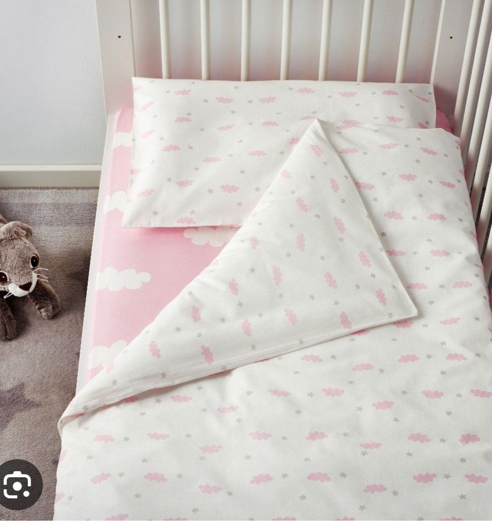 Ikea baby cot cotton set/set cadar babycot, Babies & Kids, Baby Nursery