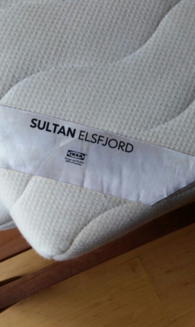 IKEA BED FRAME (LEIRVIK) & MATTRESS (SULTAN ELSFJORDLATEX), Furniture