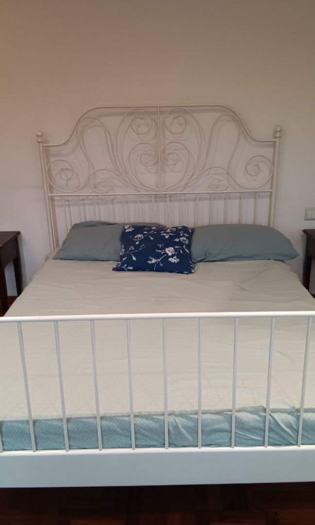 IKEA BED FRAME (LEIRVIK) & MATTRESS (SULTAN ELSFJORDLATEX), Furniture