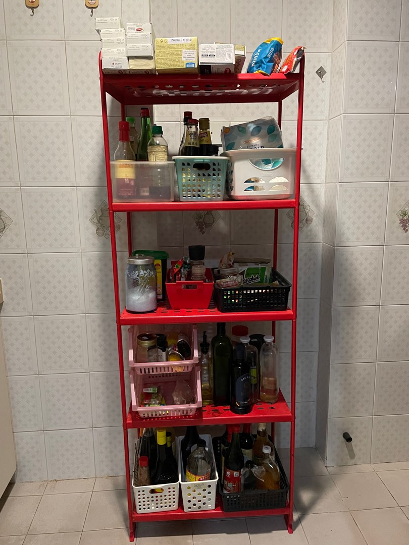 Ikea Red Metal Shelf, Furniture & Home Living, Furniture, Shelves ...