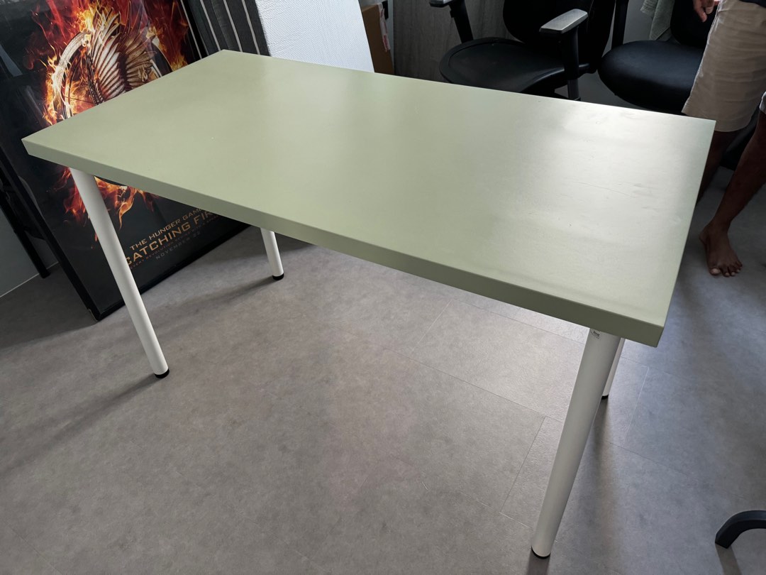 IKEA Table in Green with White Legs, Furniture & Home Living, Furniture