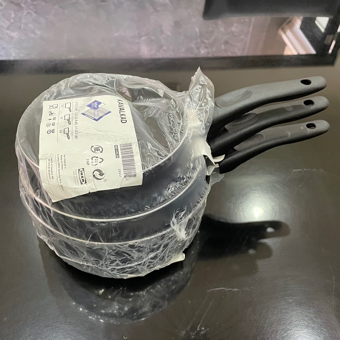 Ikea Teflon Hitam / Saucepan Set Kavalkad Isi 3, Kitchen & Appliances