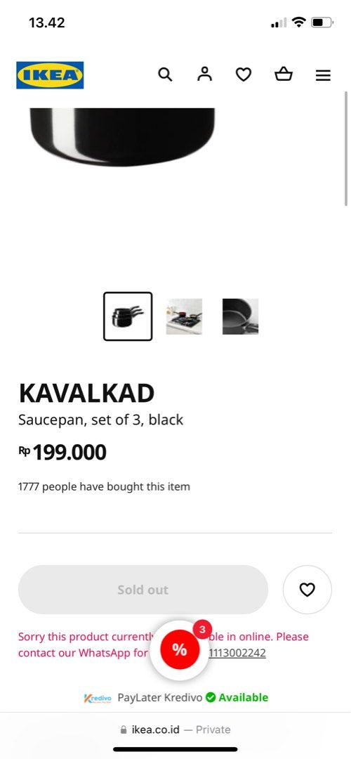 KAVALKAD Saucepan, set of 3, black - IKEA