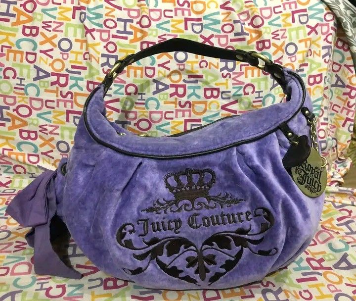 Juicy Couture Y2K Velour Bright Purple Vintage Shoulder Bag - Etsy