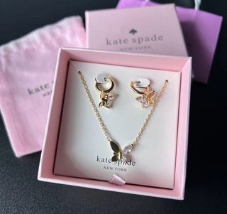 Kate spade gold diamond necklace earrings set