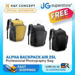 K&F Concept Camera Alpha Backpack Air 25L  with 16" Computer Compartment, Top & Side Access, Internal Support Fibers Bars and Raincover for Videography & Photography (Yellow, Grey, Black) | KF13-128 KF13-128V3 KF13-128V4 | JG Superstore