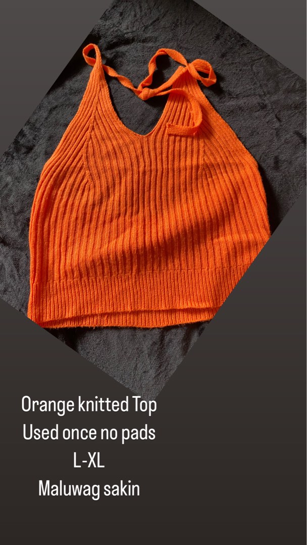Knitted orange top Women s Fashion Tops Blouses on Carousell
